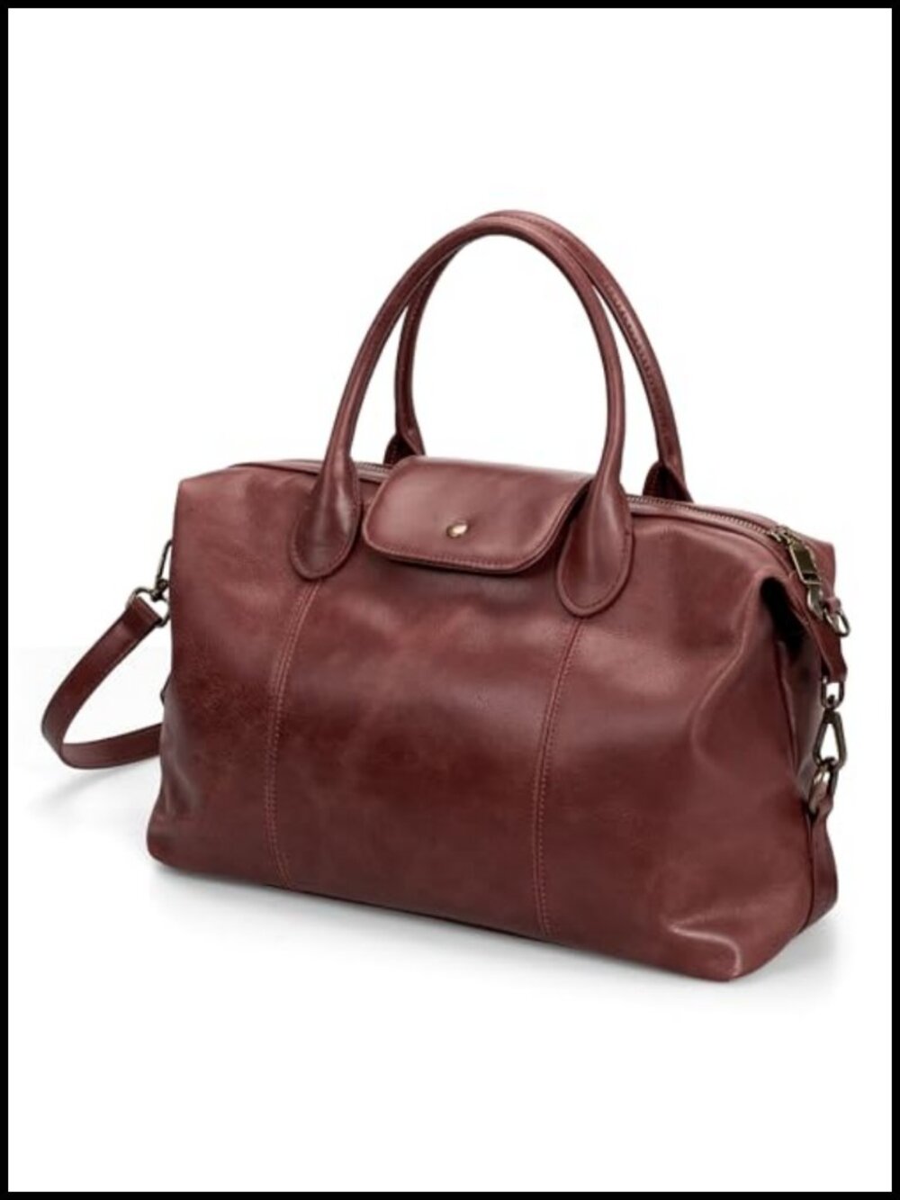 Vintage Genuine Leather Satchel Tote Bag Top Handle Crossbody Purse